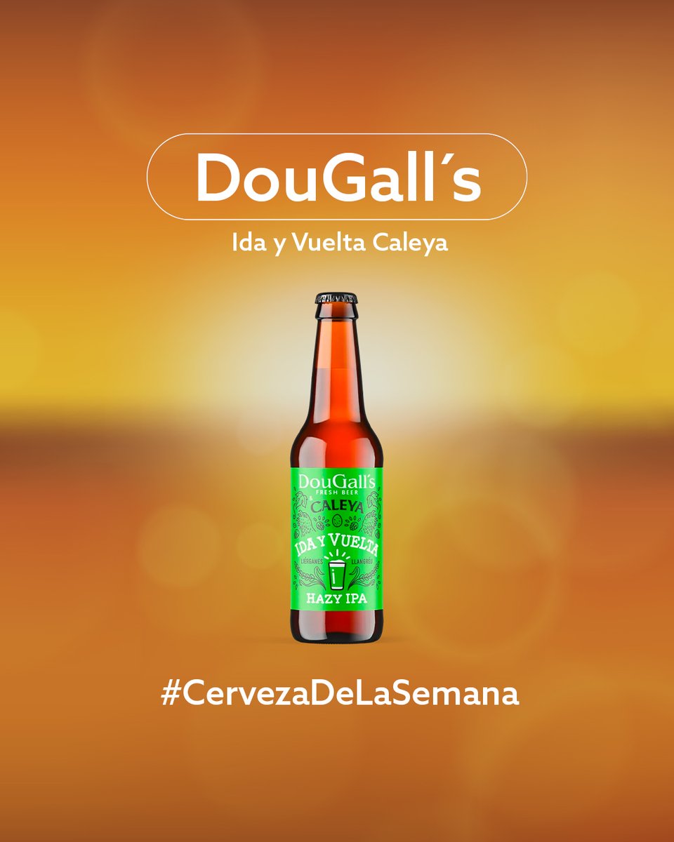 𝗖𝗘𝗥𝗩𝗘𝗭𝗔 𝗗𝗘 𝗟𝗔 𝗦𝗘𝗠𝗔𝗡𝗔 💛🍺 Ida y Vuelta de @CervezaDougalls. Una hazy IPA de mucho cuerpo e intenso amarillo, ¿lo mejor? Su poderoso olor a fruta proveniente de los lúpulos americanos. 🍑🍍 Y tú, ¿ya sabes con qué vas a maridar esta cerveza? #CervezaDeLaSemana