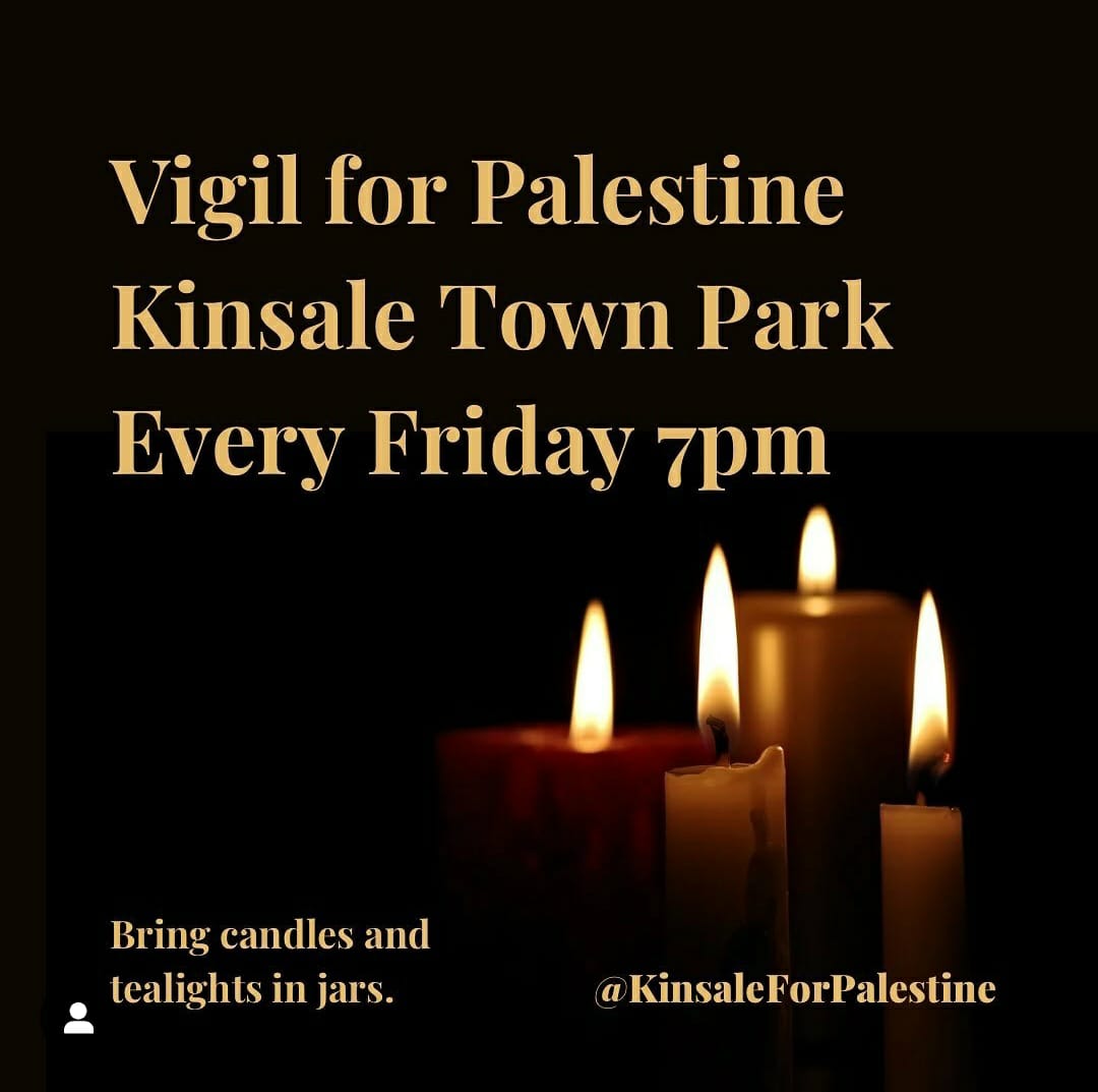 Tonight, April 12th, there are two vigils taking place in Cork for Palestine.

🕯️ Bantry at 5.30pm
🕯️ Kinsale at 7pm

If you are in the area please join us. Your presence makes all the difference. 🇮🇪🇵🇸

#irelandstandswithpalestine #ceasefirenow #stopthegenocide #freepalestine