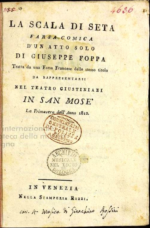 alberto_sanavia's tweet image. #9maggio 1812, #Venezia: al teatro San Moisè va in scena la prima dell’opera “La scala di seta” di Gioacchino #Rossini su libretto del veneziano Giuseppe Maria #Foppa. La si rivedrà al teatro Malibran nel 2002 con Rockwell Blake, tenore USA specialista del repertorio rossiniano