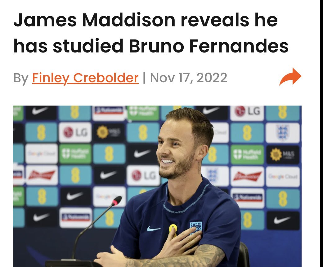 The same way Man United are comfortable using Xavi and Pep comments on Scholes, I’m doing the same here! Ask James Maddison a baller why he was studying Bruno game to get more goals AND assist. I suspect it had nothing to with availability, work rate or stamina.