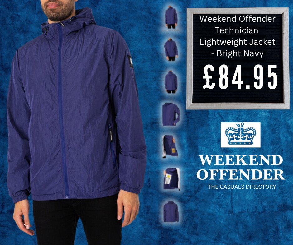 #ad Weekend Offender Technician Lightweight Jacket in Bright Navy Reduced to £84.95 Available at tidd.ly/3wVzi4I