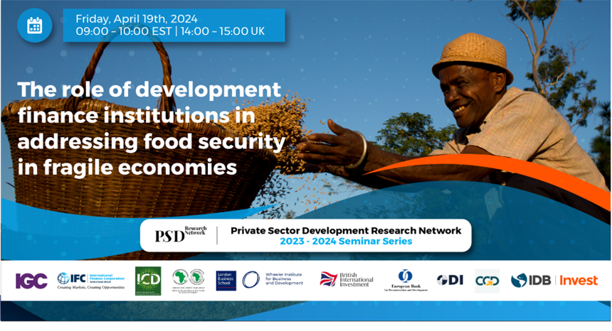 Food insecurity is a devastating crisis in fragile states. Can development finance fix this? Join our #PSDRN seminar on 19 April to explore DFI & private sector solutions for boosting #FoodSecurity. Keynote by @SalahJama, Somalia's DPM. Register now: odi.org/en/events/the-…