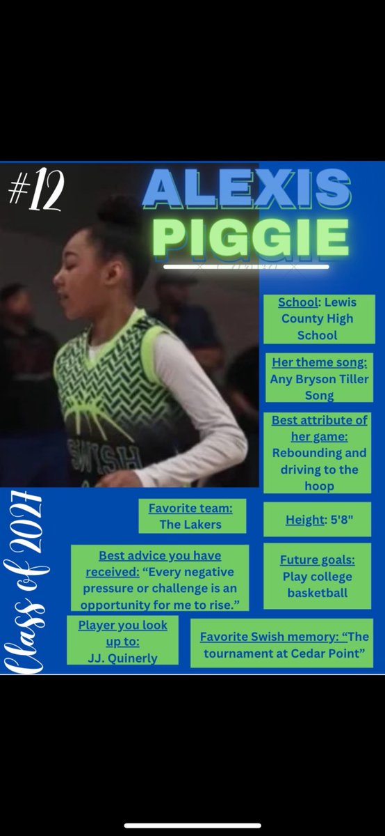 Let’s “Get to Know” Alexis Piggie today!!

Check out her player profile at:

wvswish.com/alexis-piggie

#OneSwishFamily💙💚