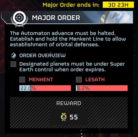 NEW MAJOR ORDER 🔊: 'Helldivers are ordered to establish and hold the Menkent Line, consisting of the planets Menkent (Hydra Sector) and Lesath (Lacaille Sector).

Establishing this defensive line will allow SEAF Engineers to begin construction of orbital defenses on those…