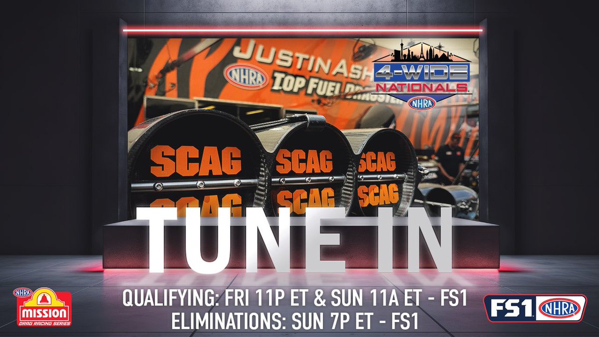 Don't blink! The @ScagPower teams are heading to The Strip @LVMotorSpeedway and they are taking it FOUR WIDE! Tune in to #NHRAonFOX, trust us, you won't want to miss this one! #Vegas4WideNats
