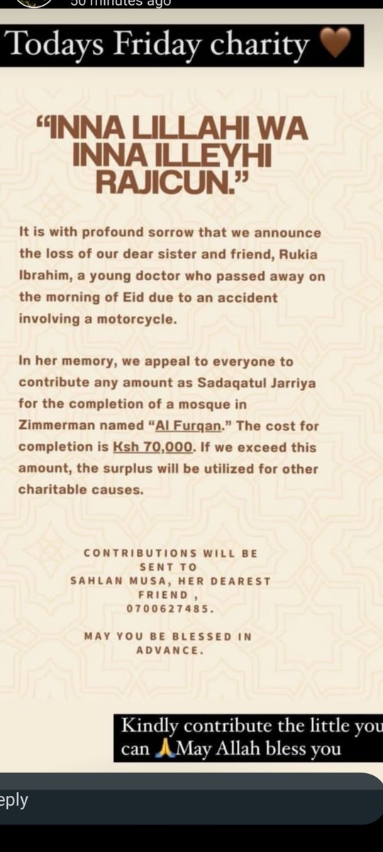 Today's Friday towards Dr Rukias sadaqatul Jaariyah. May Allah forgive her ,have mercy on her soul and expand her grave.Ameen.