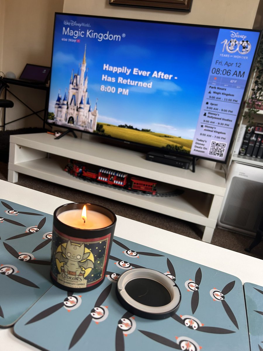 The house is shining again. The suitcases are nearly all unpacked. Only laundry to fold now. But first, the Gideon’s candle and some Disney music at lunch.