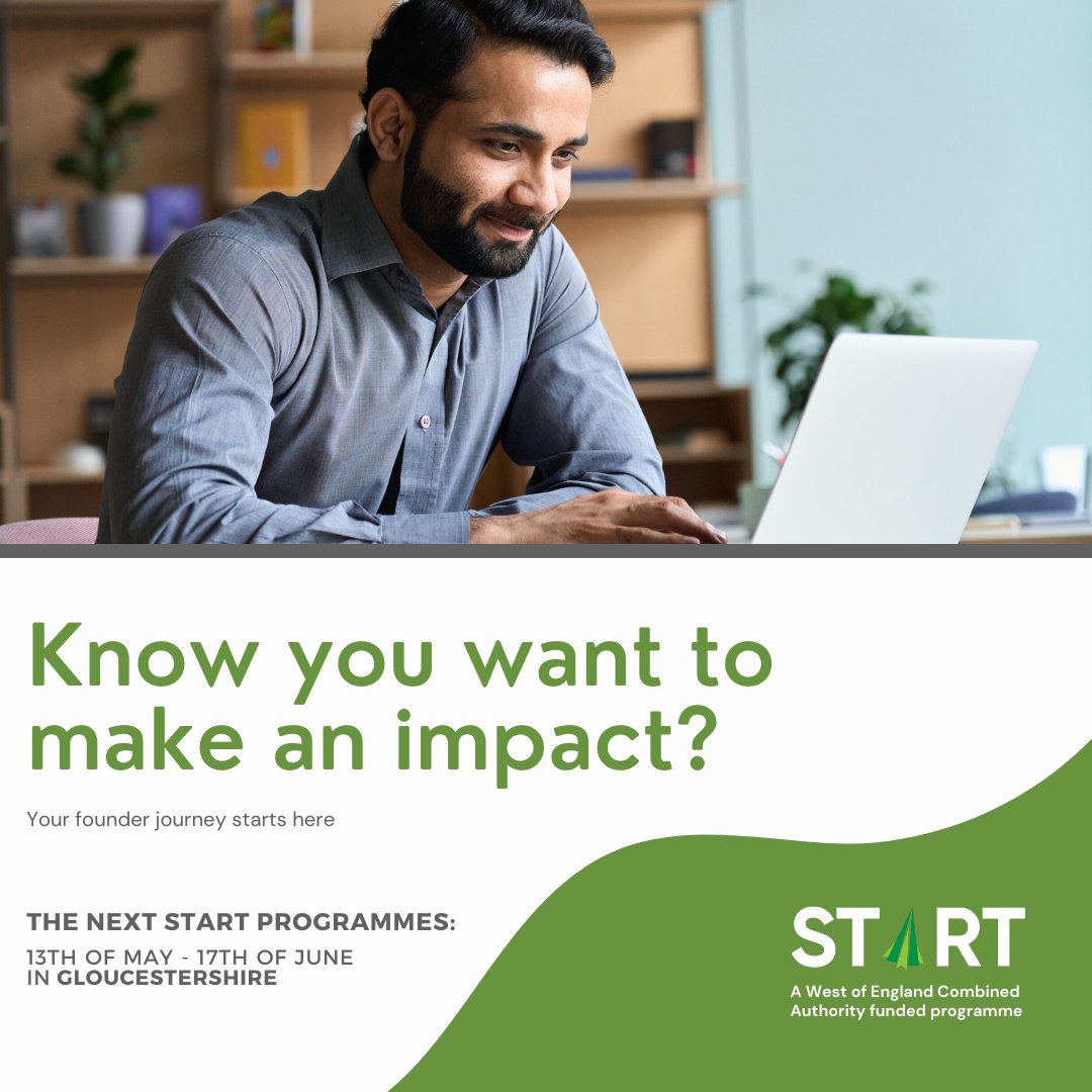 START is a fully funded programme worth £1400 with access to intensive training, mentors, access to investment opportunities and award-winning incubators. Applications for May & June's South Gloucestershire programmes are open 👏 Start your journey - hubs.ly/Q02sGgM40