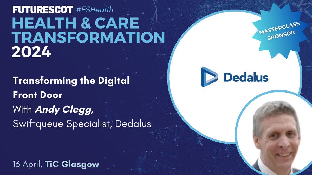 We're thrilled to be joined by @DedalusUKI at #FSHealth, where Andy Clegg will be presenting the Masterclass 'Transforming the Digital Front Door'. Andy will be demonstrating the benefits of Swiftqueue, Dedalus' healthcare scheduling platform. Register👉 lnkd.in/d8WRkiK7