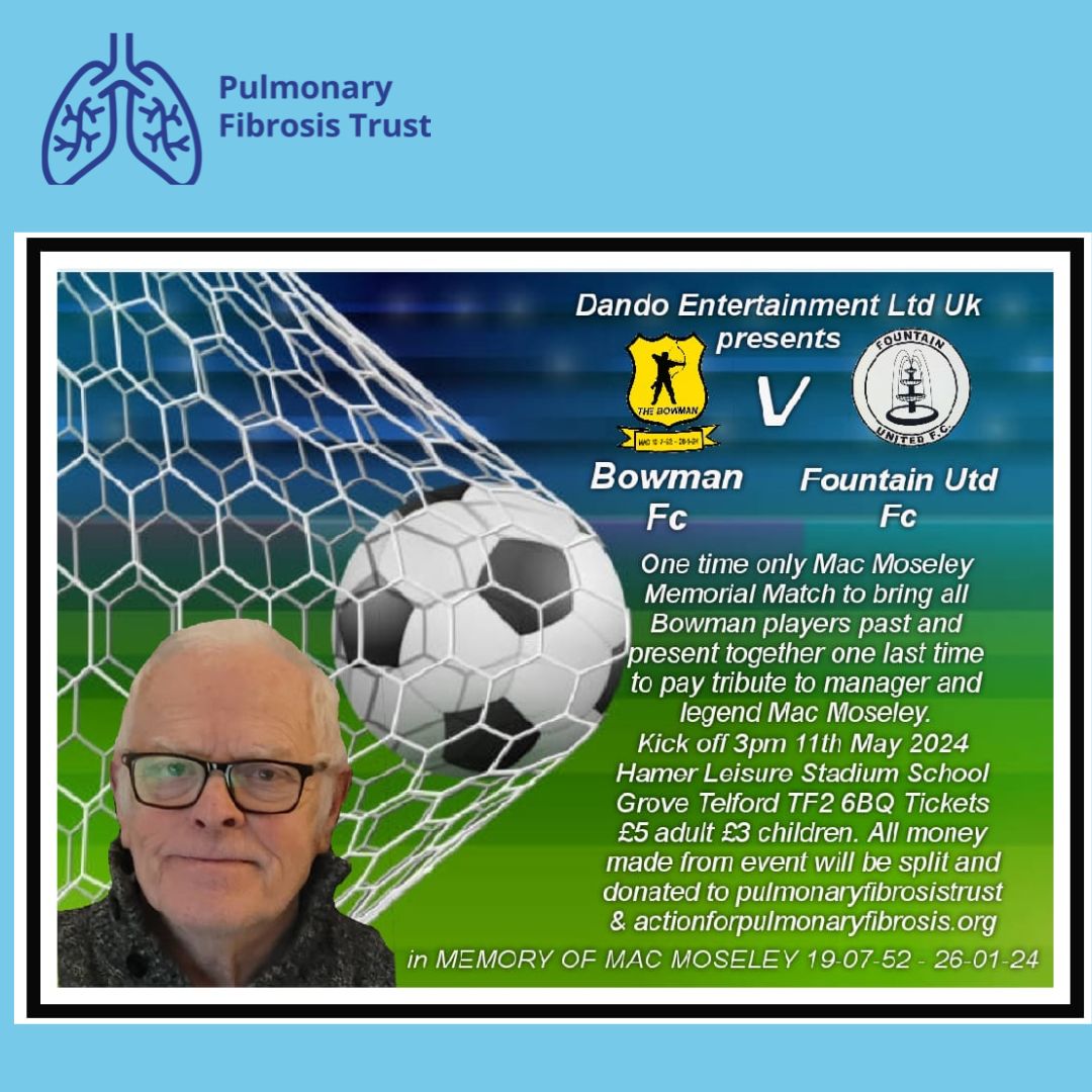 The family of Malcolm Moseley have organised a charity football match fundraiser in his honour. Former players have come together one last time to raise funds for Pulmonary Fibrosis. Everyone is welcome and anyone interested in attending can pay on the day at the stadium.