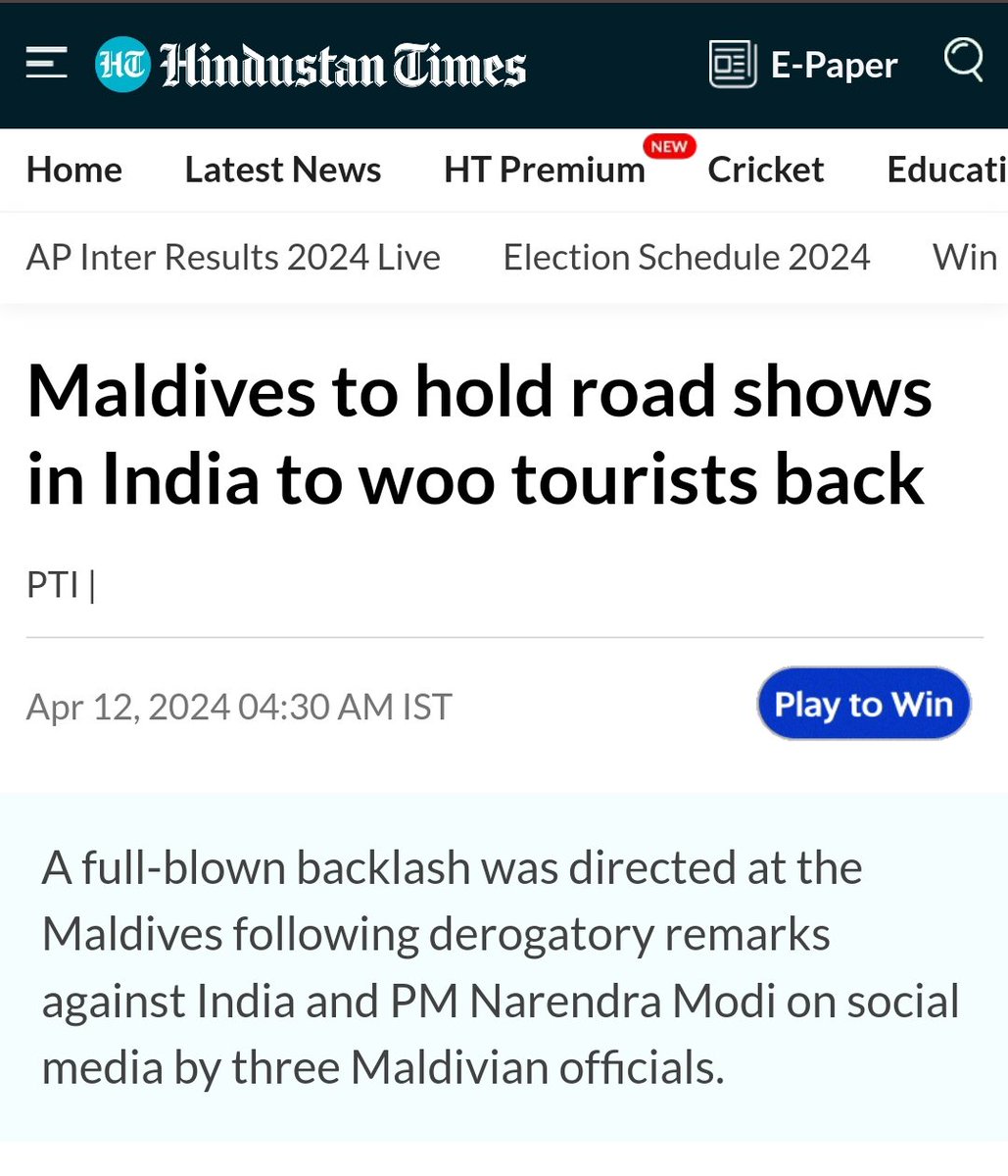 Few days back, Maldives President @MMuizzu was running #IndiaOut campaign. Now #Maldives will hold road shows in India to bring Indian tourists back. This is the power of Naya Bharat under leadership of PMModi 🔥 #AbkiBaar400Paar