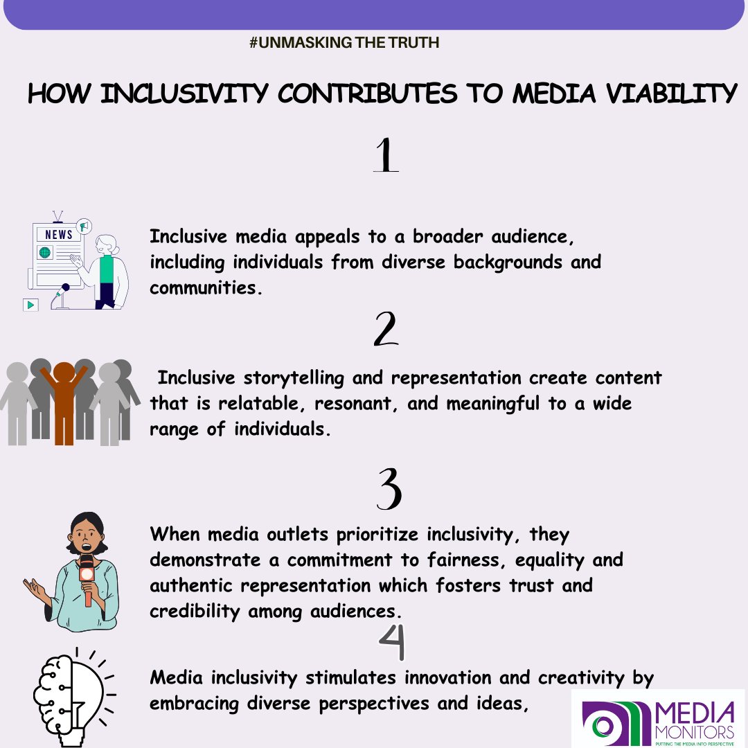 Inclusivity plays a significant role in contributing to the viability of media with content that reflects the realities and experiences of a diverse audience. Together lets promote inclusivity in order to foster media viability. @IMSforfreemedia @SwedeninZW @ZimMediaNexus