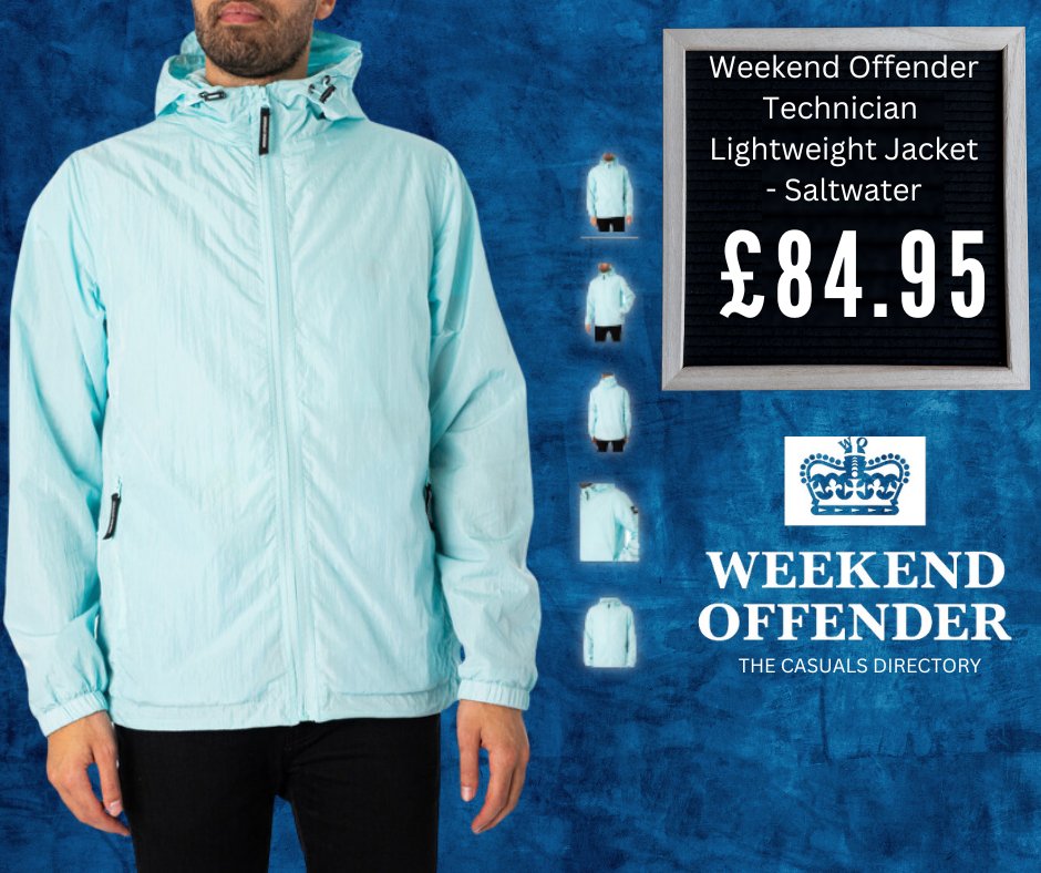 #ad Weekend Offender Technician Lightweight Jacket in Saltwater Reduced to £84.95 Available at tidd.ly/3wVzi4I Size S only