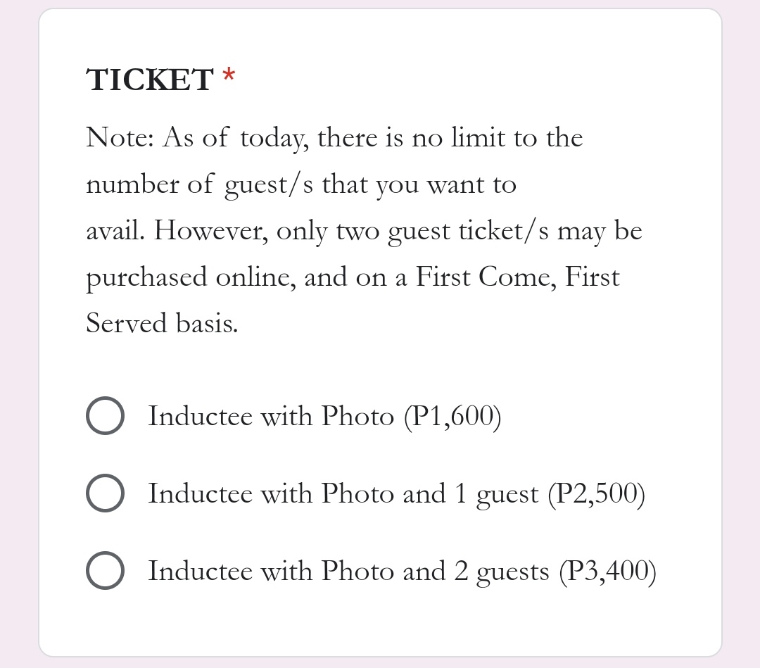 pwede na bumili ng ticket online pero ito lang ang choices...