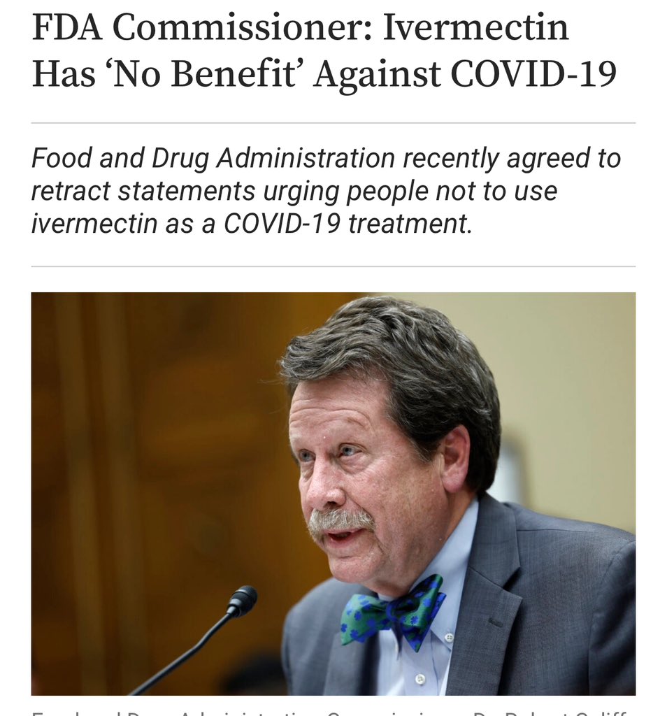 There are 49 randomized clinical trials looking at ivermectin for COV1D.  35 show a benefit.  @DrCaliff_FDA lied under oath to Congress (1/2).
