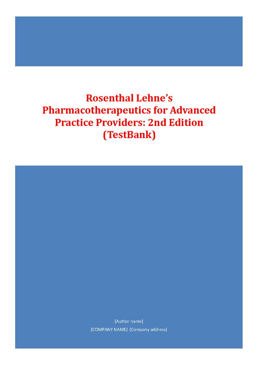 Test Bank for Lehne’s Pharmacotherapeutics for Advanced Practice Providers: 2nd Edition by Rosenthal
fliwy.com/item/373024/te…

#TestBankforLehnesPharmacotherapeutics #TestBank #LehnesPharmacotherapeutics #AdvancedPracticeProviders #Pharmacotherapeutics  #fliwy