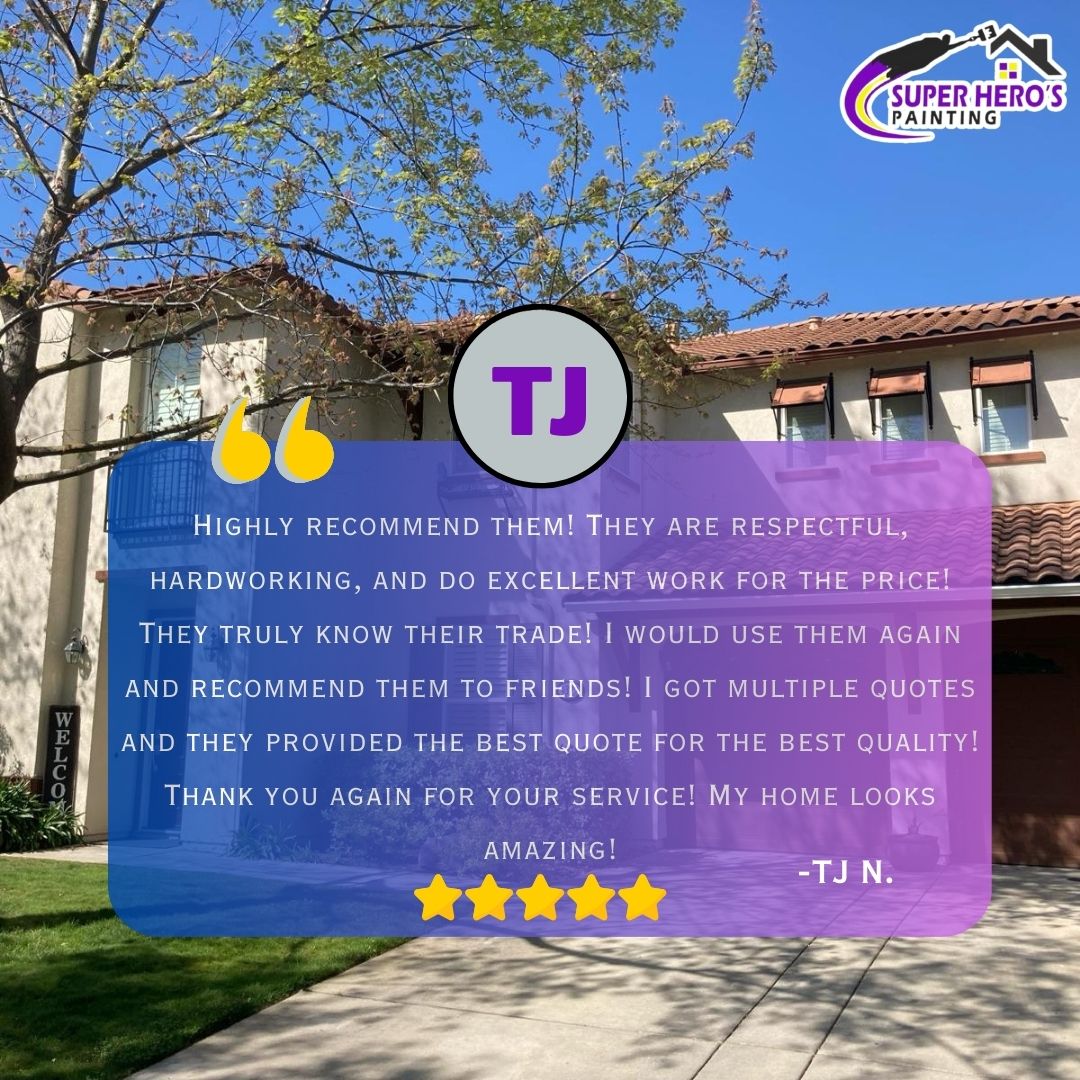 Hey there, Mr. TJ N! 👋 We wanted to express our immense gratitude from the entire Super Hero’s Painting team! 🙌🏻 Your confidence and encouragement are incredibly valued. ✨ 😊 #SatisfiedCustomer  #ChangingColorsChangingLives #SuperherosPainting