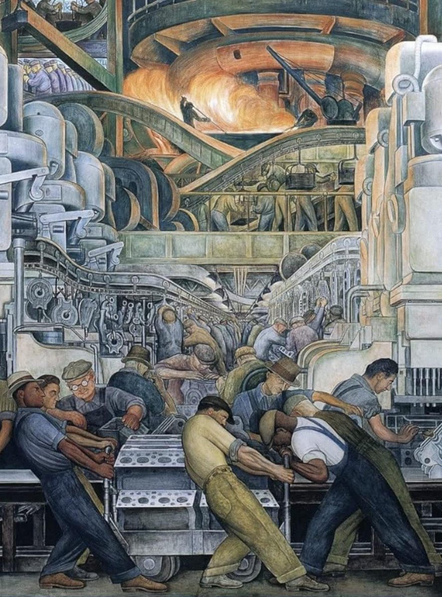 Diego Rivera 1886-1957 México Detail from 'Detroit industry' 1933 #VentagliDiParole #art #NoWar 🏳️‍🌈🏳️‍🌈