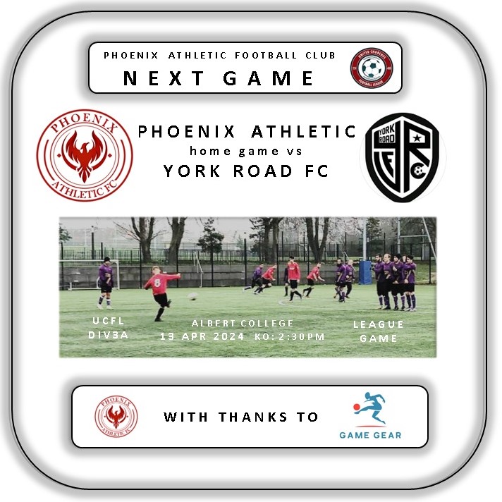 A long awaited return to <a href="/UCFL_/">United Churches Football League</a> league action this Saturday pairs us with current Div3a Shield holders #yorkroadfc, who sit one place and one point behind us in the league. Should be an exciting game in #Albo where ko is 2:30pm. Thanks to @gamegearie #upthephoenix