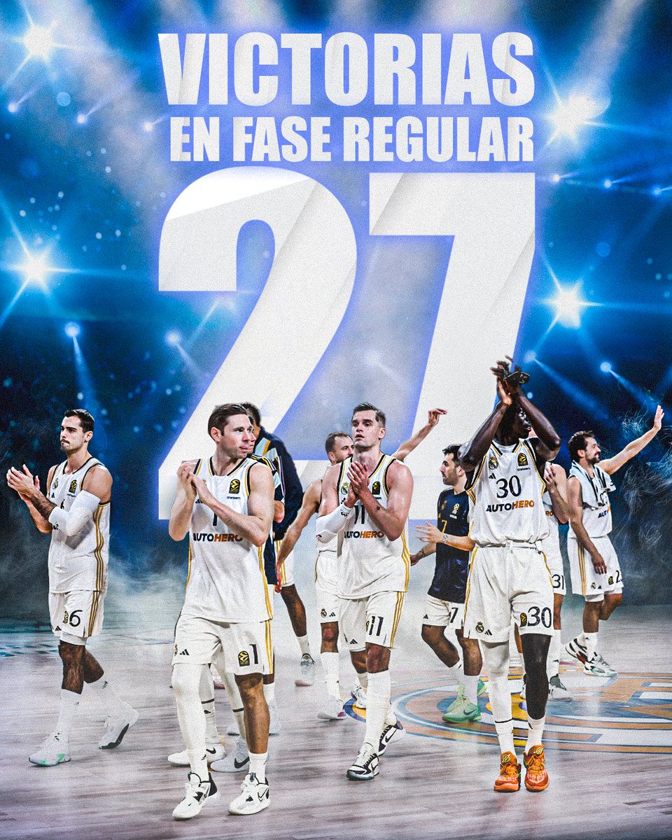 🔝 ¡Una Fase Regular histórica en @EuroLeague! 🙌 27 victorias en 34 partidos #HalaMadrid