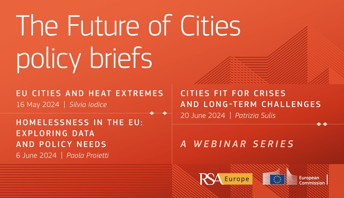 ⭐Register now for the @EU_ScienceHub Future of Cities webinars⭐ ▶️EU Cities and Heat Extremes ▶️Homelessness in the EU: Exploring Data and Policy Needs ▶️Cities Fit for Crises and Long-term Challenges For more info & to register for free. 💻bit.ly/JRCweb24