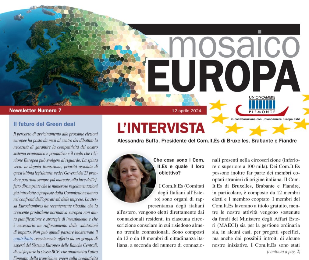 On line il nuovo numero di Mosaico Europa, la newsletter quindicinale focalizzata sui temi europei di interesse per le #imprese a cura di Unioncamere Europa. #Bruxelles #MosaicoEuropa Per leggerla, vai qui: pie.camcom.it/europa/sede-di…