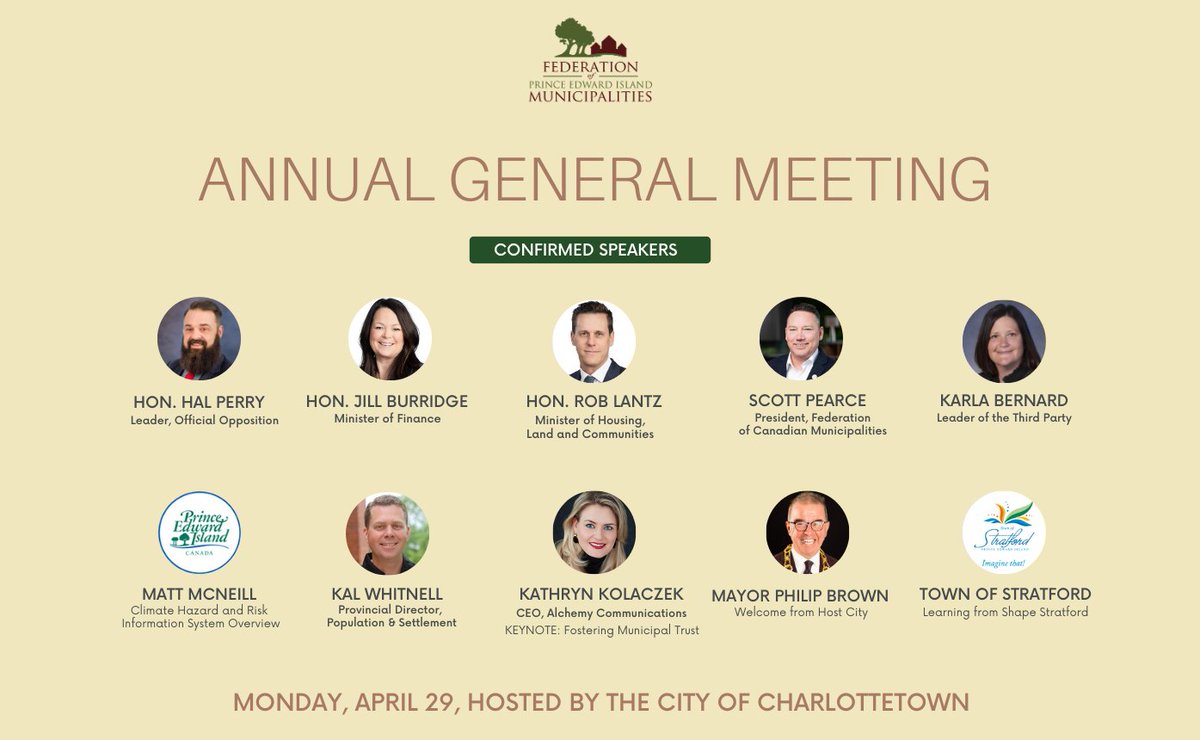 REGISTRATION REMINDER: There's just one more week to register for our AGM, hosted by @ChtownPE! Learn more about our speakers, agenda, and registration: fpeim.ca/annual-general… #PEImuni