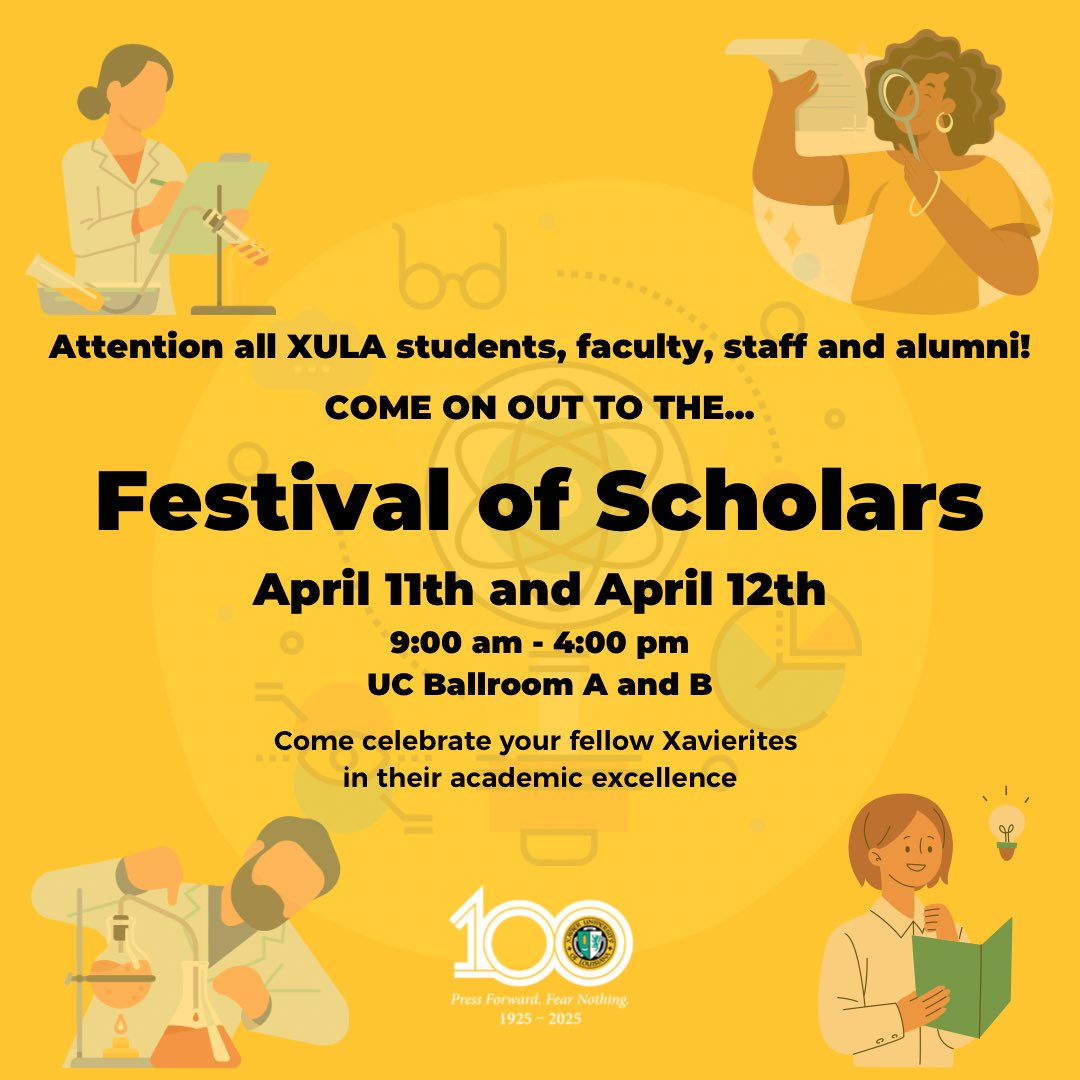 Good morning! It's Day 2, and we’re excited to tell you that we have an amazing lineup of presentations, collaborative talks, and performances planned for today. #XULA is a place where academic and creative eXcellence thrives. Meet your peers In the UC, Floors 2&3 #FOS2024