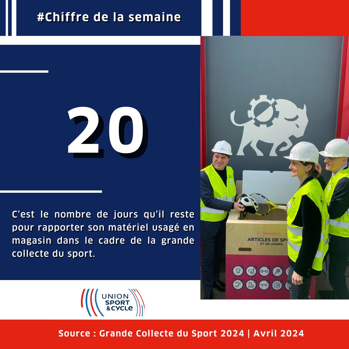 [#ChiffredelaSemaine] 📊 🗓️ 20 jours restants ! Contribuez à la grande collecte du sport dans le cadre de la #GCN2024 en apportant votre matériel usagé en magasin. 💪 Agissons pour un environnement plus sain et une communauté sportive plus responsable ! grandecollectedusport.com/accueil