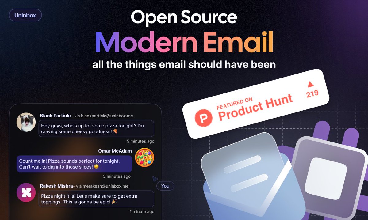 @UnInbox is live on @ProductHunt today and we want to recognize all the open source tools we're built upon This is a thread of thanks, and cool open source tools that make @UnInbox possible