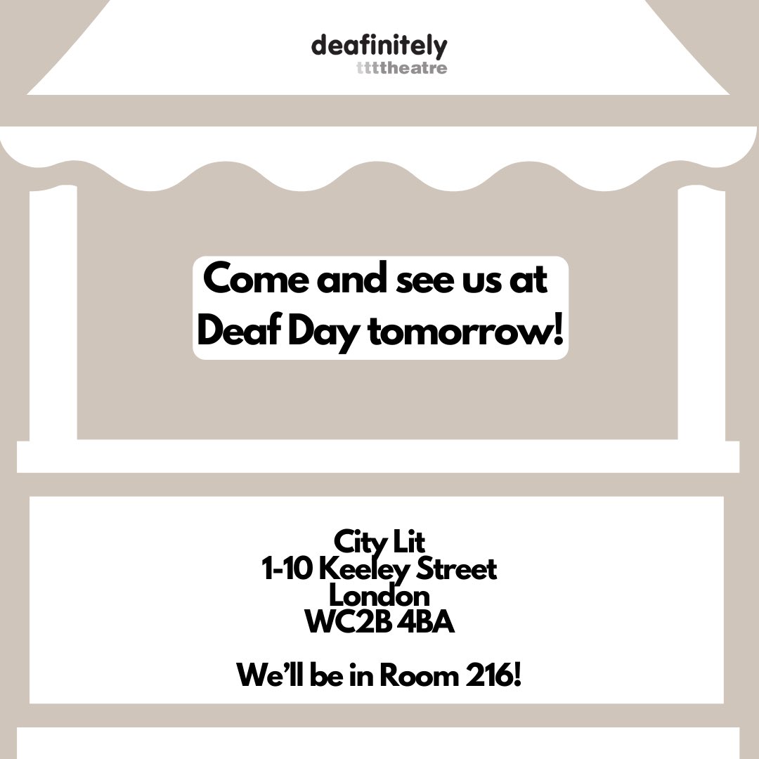 Come and see us at #DeafDay tomorrow! 📍 City Lit 1-10 Keeley Street London WC2B 4BA We’ll be in Room 216. See you there 💫