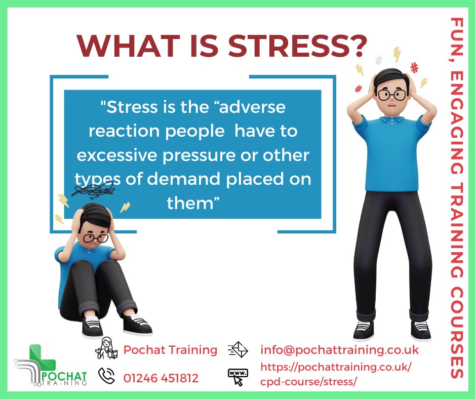 There are different definitions of #stress. This is @H_S_E 's.

#Didyouknow you have to do a stress #riskassessment in your #business?

Want to learn more? We have an upcoming #CPDaccredited #course (on #StressManagement via Zoom) next week!

BOOK NOW!

#StressAwareness  #CPD