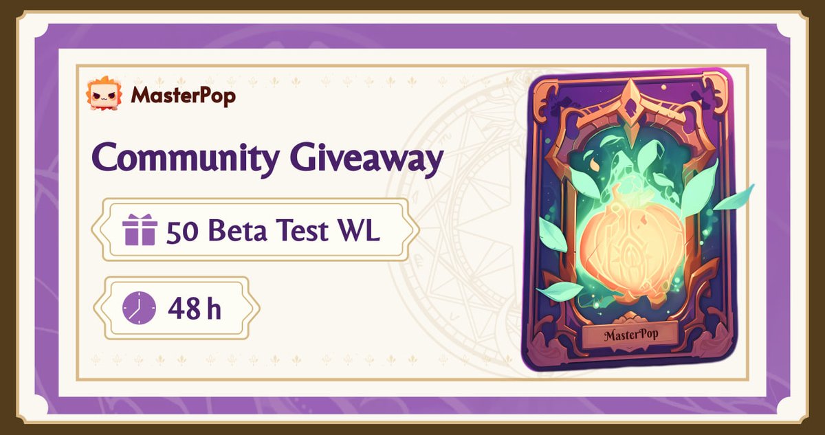 Get ready for the MasterPop Beta Test Launch🚀 We're offering 50 Beta Test Whitelists to our community members! 🎃 To enter: - Follow @masterpopgame - RT + Like this post ❤️ - Drop your EVM wallet address in the comments 💼 ⏳ Hurry, you have 48 hours! ⏰