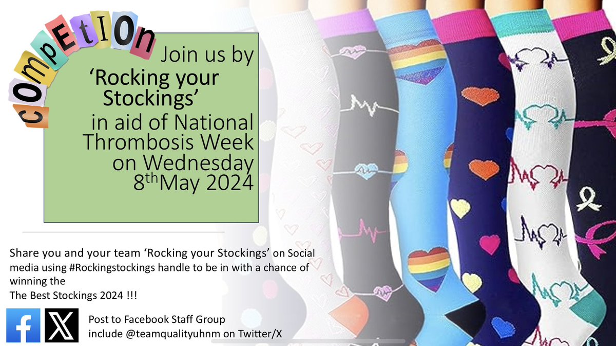 #Rockingstockings Join us on 8th May for a focussed day on the ‘Who, Why, When and How’ of anti-embolism stockings! Think Thrombosis