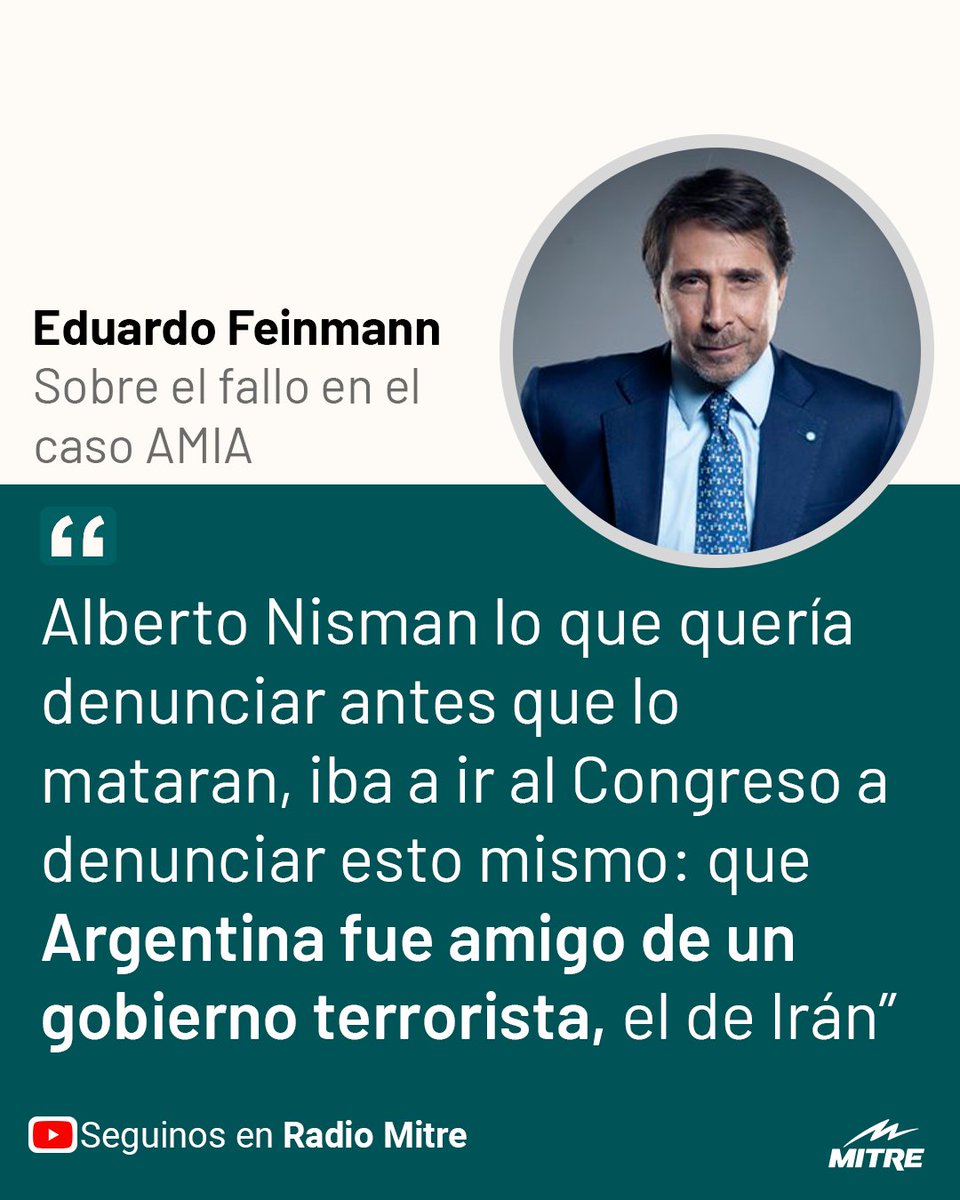 📢 @edufeiok en Radio MItre: 'Alberto Nisman lo que quería denunciar antes que lo mataran, iba a ir al Congreso a denunciar esto mismo: que Argentina fue amigo de un gobierno terrorista, el de Irán'.