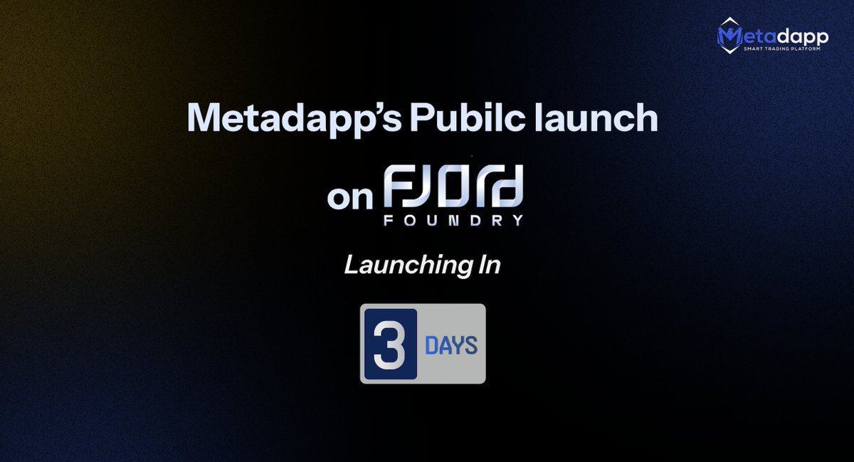 🕒 The countdown is on!!! Just 3 days left until Metadapp takes the On-chain trading world by storm with our public launch on @FjordFoundry . Set reminders, mark your calendars, and join us as we we prepare for the big day on monday. Are you Ready??