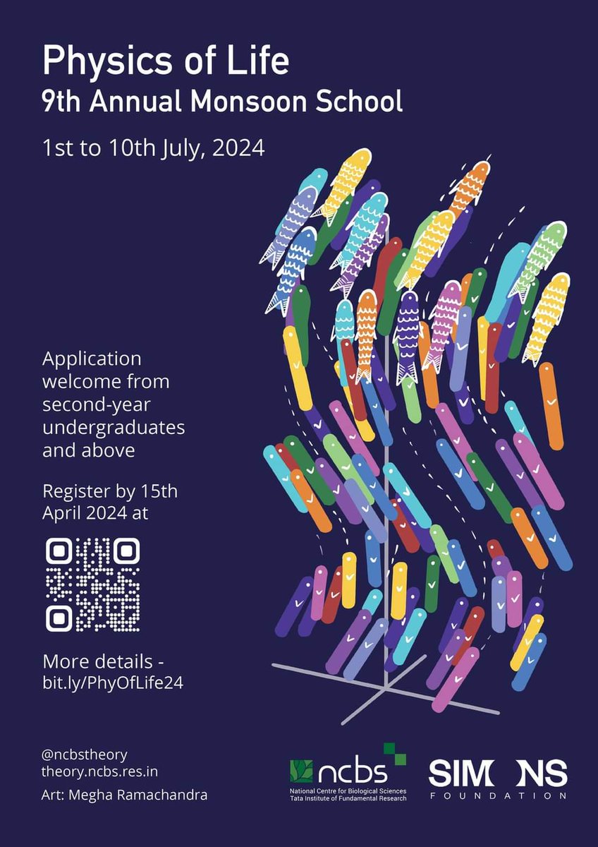 ⏰ Just 3 days left to apply to our 9th Annual #MonsoonSchool – #PhysicsOfLife2024! 🎲 Don't miss this chance to participate in an #interdisciplinary course filled with #lectures, #reserachtalks, hands-on #activities & #games! 🔗 Apply by 15th Apr at bit.ly/PhyOfLife24-ap…