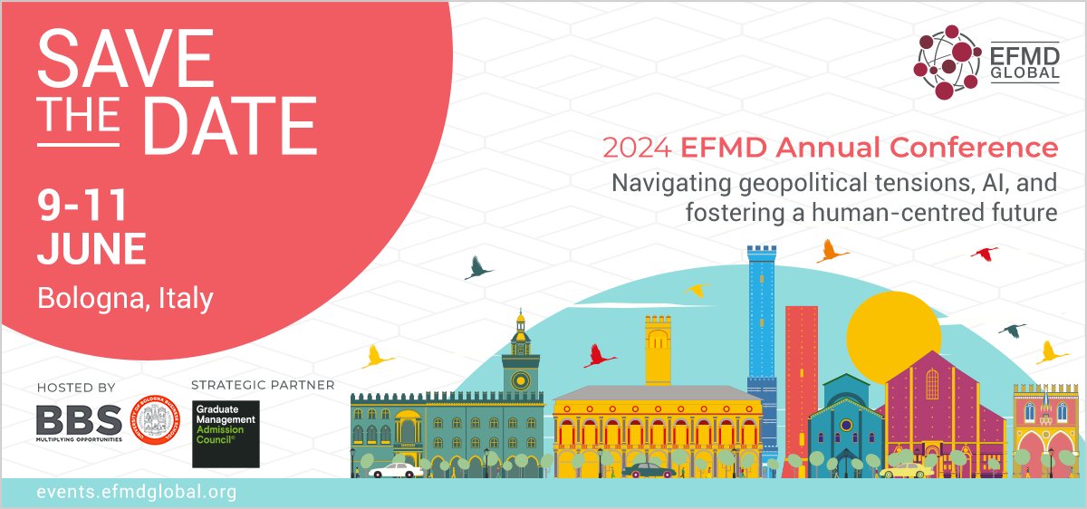 🇮🇹Join us in Bologna, Italy, for the #EFMDannual Conference hosted by @BolognaBSchool to network & share insights on the impact of: 🍎Digital Learning Strategies 🍏Collaborative Research 🍎Creative Leadership 🍏Globalisation 🍎& More! 📗Register: ╰┈➤bit.ly/9-11June