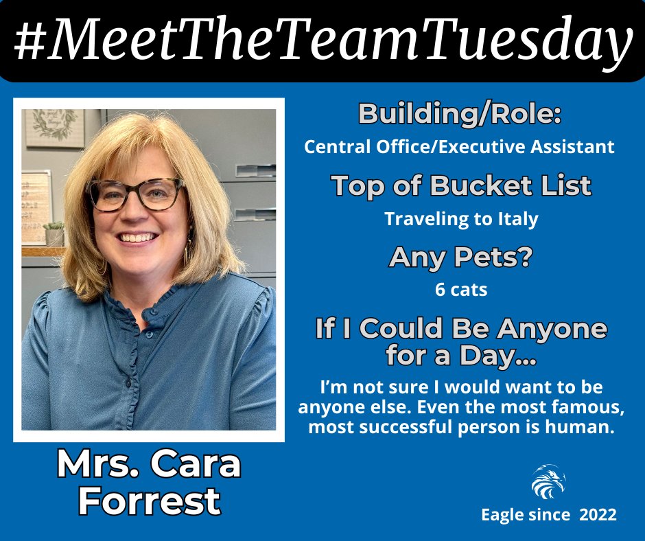 It's time for #MeetTheTeamTuesday! 👏

Get to know our incredible staff members who inspire and support learning for every child, every chance, every day! #EaglePACT