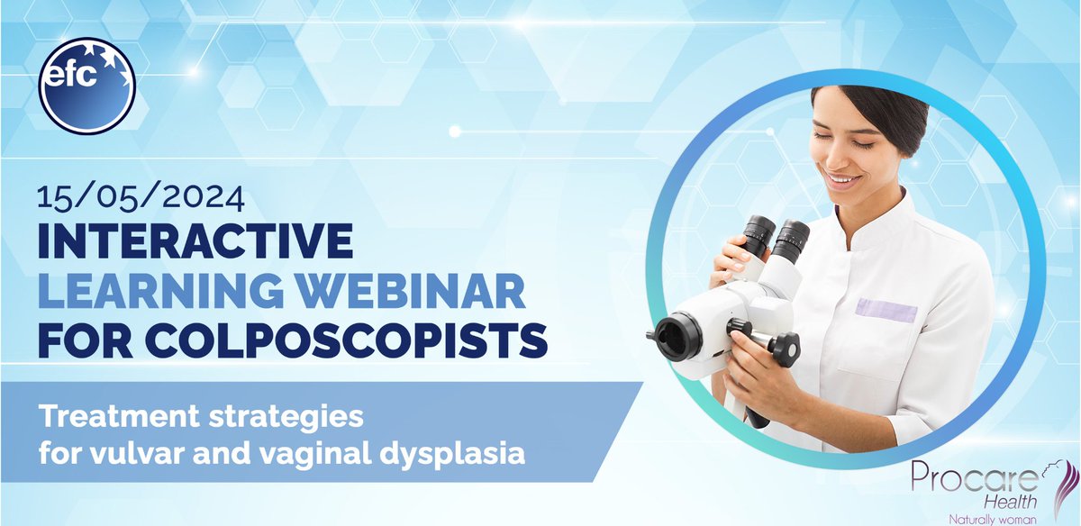 Elevate your skills in colposcopy with our upcoming EFC Interactive Learning #webinar for Colposcopists 2024 "Treatment Strategies for Vulvar and Vaginal Dysplasia" and gain valuable insights from industry-leading experts.
Join us on May 15, 2024, for an enlightening online