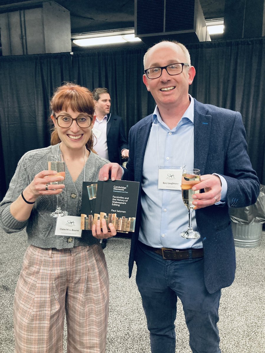 CUP ELEMENTS IN SHAKESPEARE & TEXT is officially launched! 🥂 thanks to @CUP_LitPerform for a lovely event at #Shax2024 @loughnrv & i are proud of how the series is growing: 3 titles published, 2 in production, 8 contracted, and 6+ more in development ℹ️ cambridge.org/core/publicati…