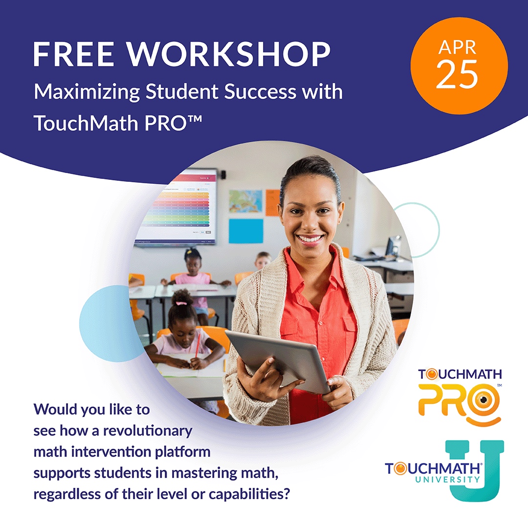 Turn your classroom into a hub for successful math learning with TouchMath PRO. Join our workshop to learn how to diagnose skill gaps and set IEP-related skill goals. Register now: #TouchMath #math, touchmath.com/workshops/maxi…