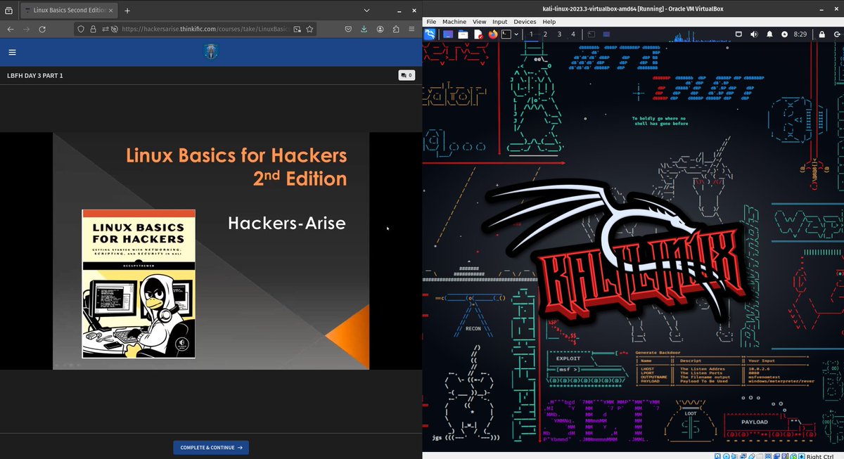 Day 3/4 of the course. Still going through Linux Basics for Hackers in my free time. 

@three_cube #linux #cybersecurity #hacking
