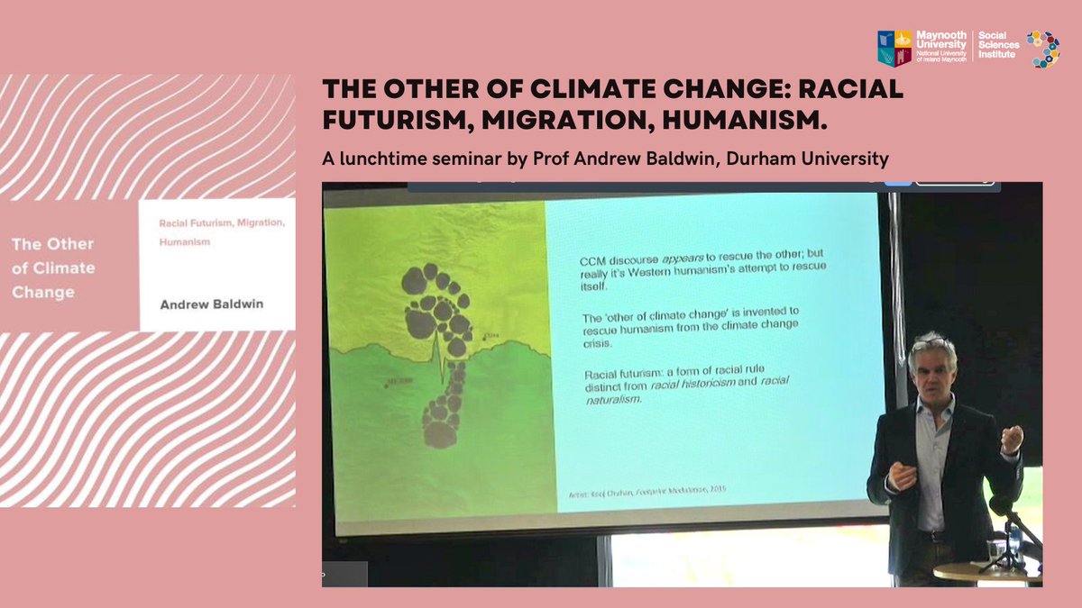 Delighted to work with @Sian_Cowman @MU_MediaStudies to welcome Prof Andrew Baldwin of @GeogDurham while he discusses his book 'The Other of Climate Change: Racial Futurism, Migration, Humanism' today #climatechange #migration #racialfutureism #climatemigrant #climaterefugee