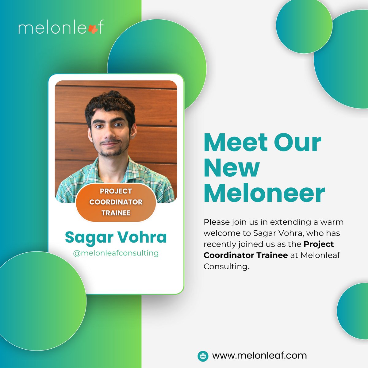 New #Meloneer onboarded.✨

Welcome aboard, Sagar Vohra, we couldn't be more thrilled to have you join our team.

#welcometotheteam #melonleaf #congratulations #projectcoordinator #salesforce #melonleaftakeoff #onboarded #takeoffyear #teamgrowth #team