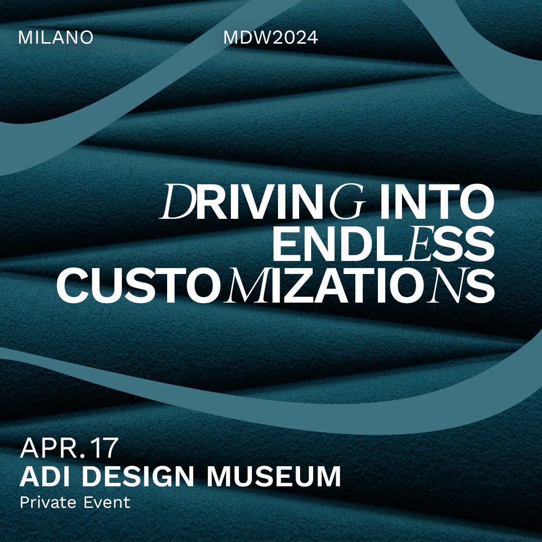 Alcantara (@alcantaraspa) on Twitter photo Discover #Alcantara events during #MilanDesignWeek 2024:
“GENERATING VISIONS Alcantara in the Arts” in <a href="/triennalemilano/">Triennale Milano</a>: April 15-21
“Aqua: A Design Exploration” with <a href="/archiproducts/">Archiproducts</a>: April 16-21
“Driving into Endless Customizations”in collaboration with <a href="/AutoDesignMag/">Auto&Design Magazine</a> : April 17 Discover #Alcantara events during #MilanDesignWeek 2024:
“GENERATING VISIONS Alcantara in the Arts” in <a href="/triennalemilano/">Triennale Milano</a>: April 15-21
“Aqua: A Design Exploration” with <a href="/archiproducts/">Archiproducts</a>: April 16-21
“Driving into Endless Customizations”in collaboration with <a href="/AutoDesignMag/">Auto&Design Magazine</a> : April 17