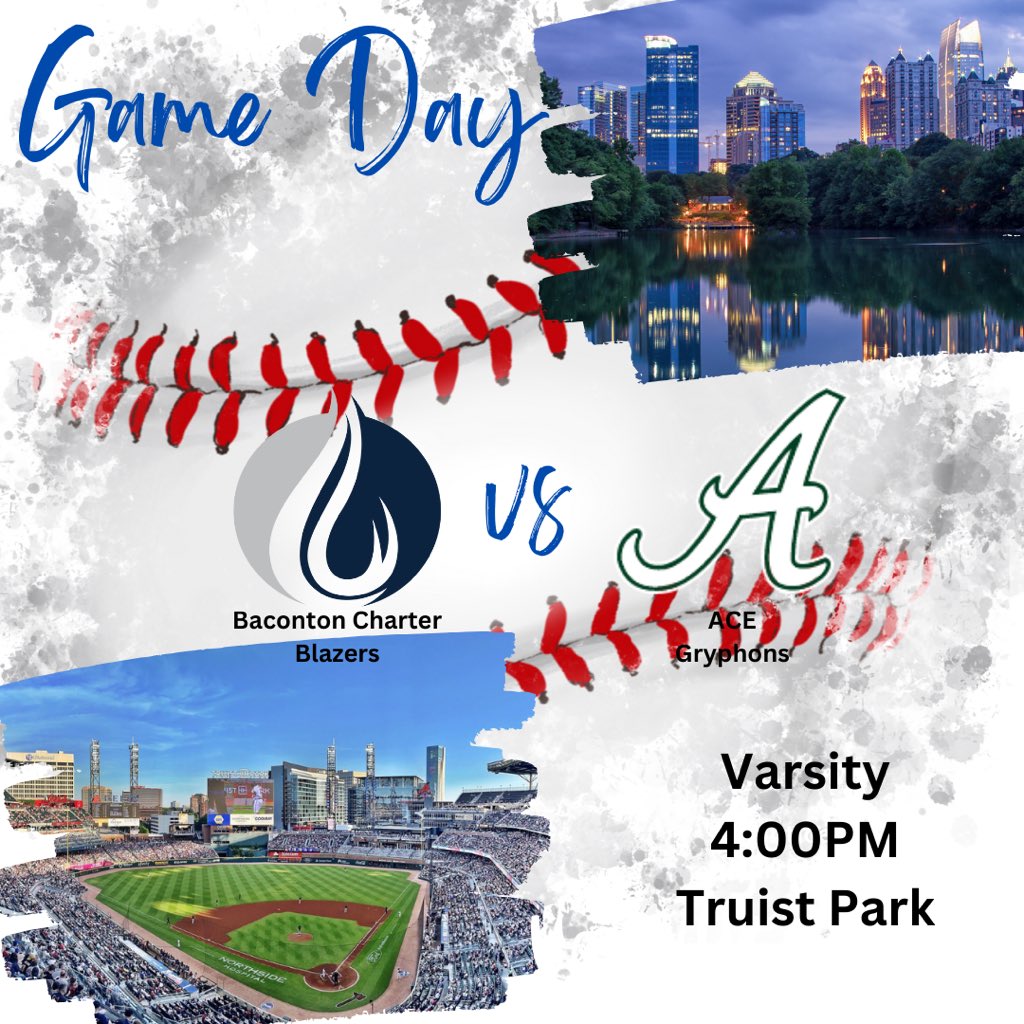 IT’S GAME DAY AT TRUIST!! 
Varsity baseball takes on Baconton Charter today at Truist Park! First pitch at 4:00PM.  

#gogryphons #ACEathletics #weareACE