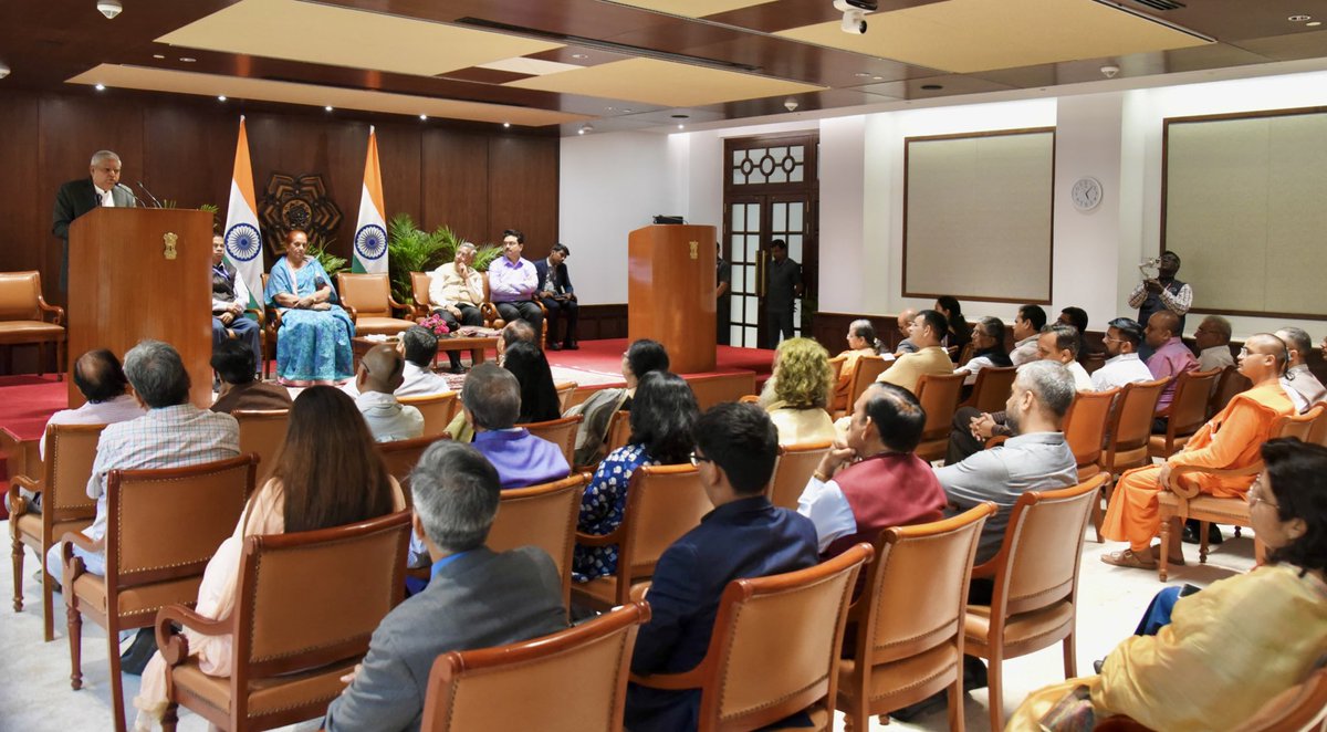 Hon'ble Vice-President, Shri Jagdeep Dhankhar presided over the release of the book 'Law & Spirituality: Reconnecting the Bond' at Vice-President’s Enclave in New Delhi today. #LawAndSpirituality