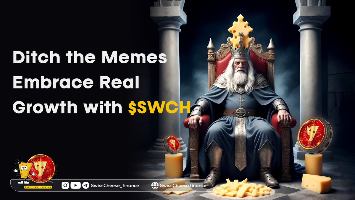 Escape the world of meme coins ðŸ›‘ Step into the solid ground of SwissCheese!  $SWCH stands out with its strong fundamentals, offering the same, if not better, growth potential without the volatility of fleeting trends.  Embrace a token built on innovation, real-world utility,