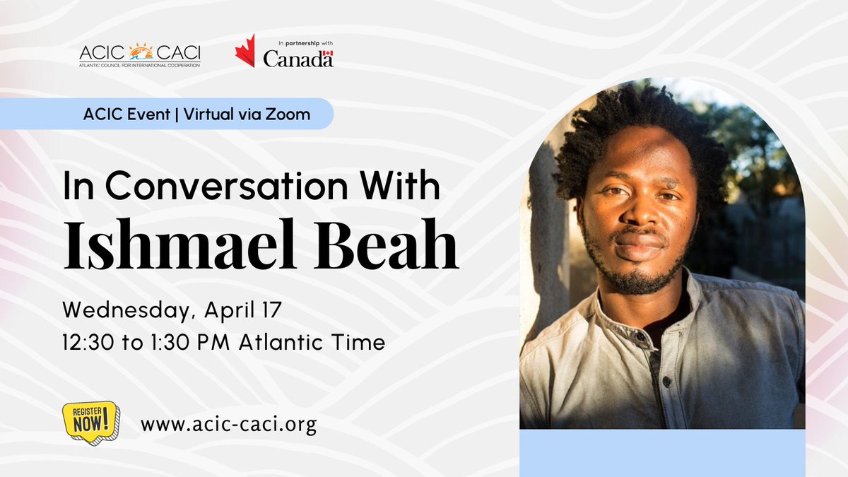 Join us for 'In Conversation with Ishmael Beah' on Wednesday, April 17! We'll discuss silencing artists, attacks on freedom of speech, and ethical coverage of human rights issues worldwide with renowned activist and author @IshmaelBeah. Register at acic-caci.org/get-involved